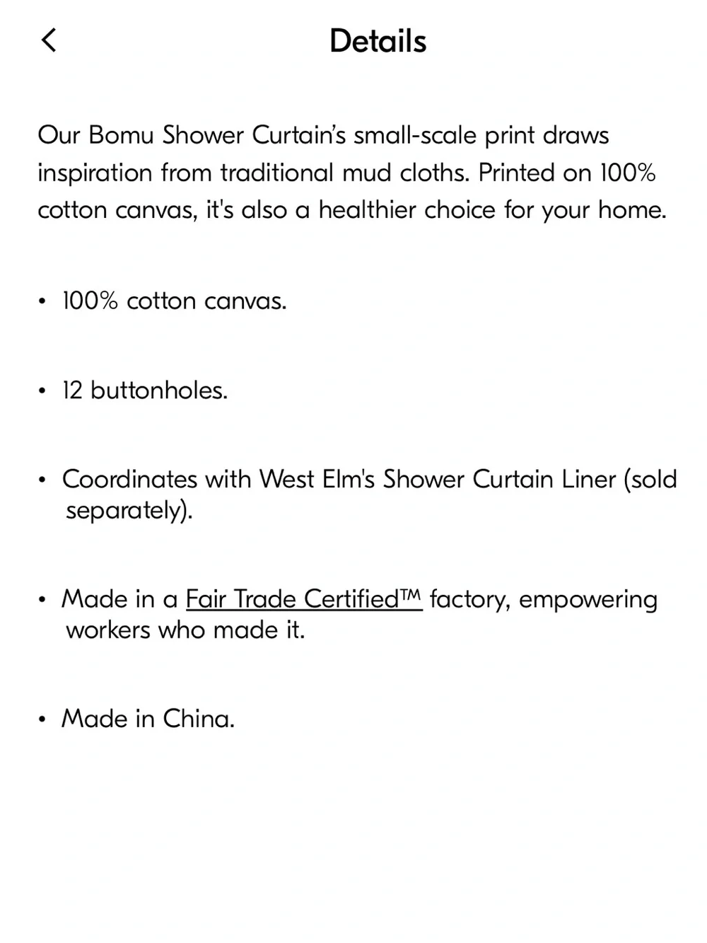 West Elm - Bomu Stone Gray 100% Cotton 72x74 Shower Curtain